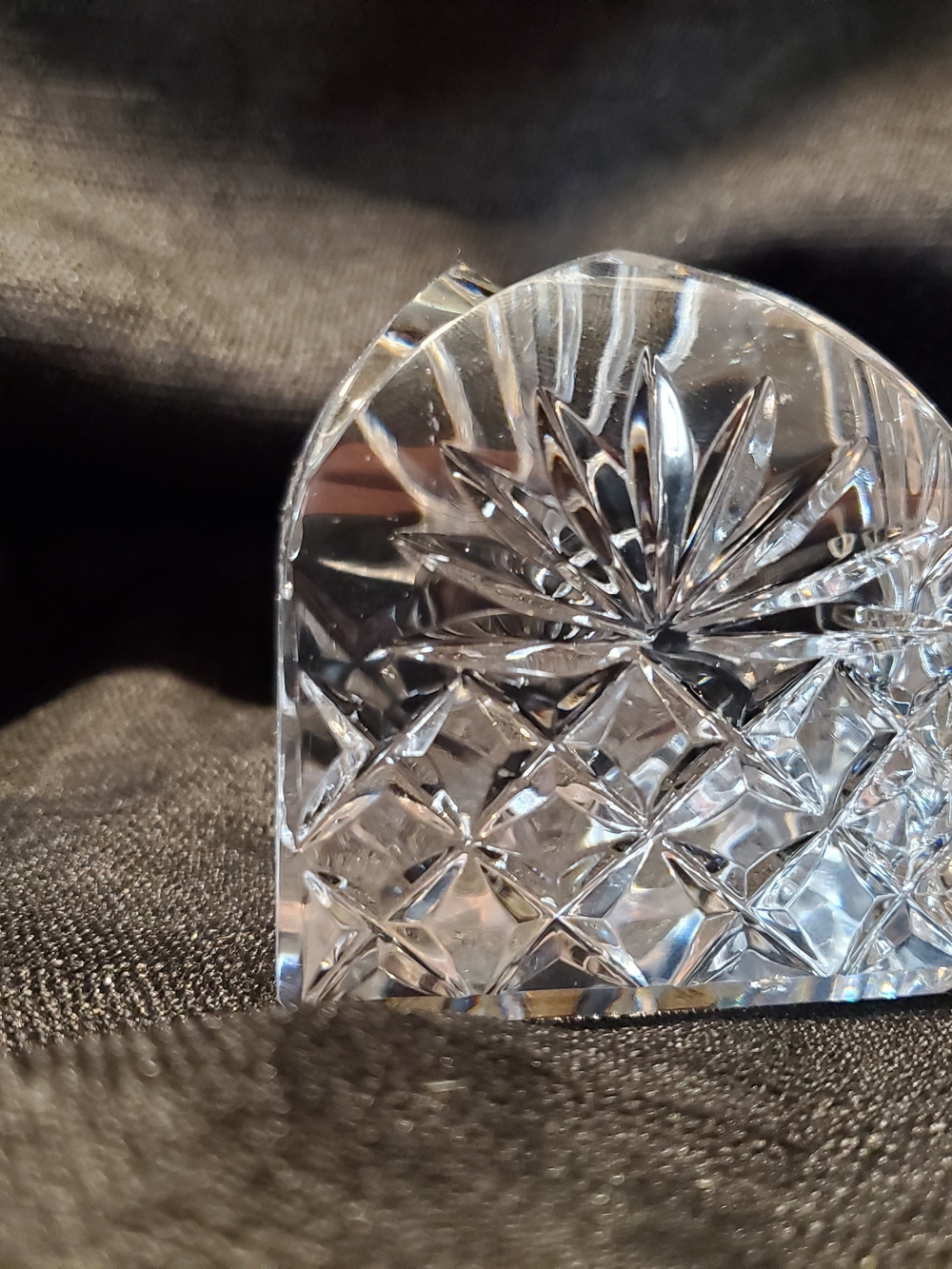 Vintage Heavy Cut Crystal Square Block Paperweight – Geometric Prism Design